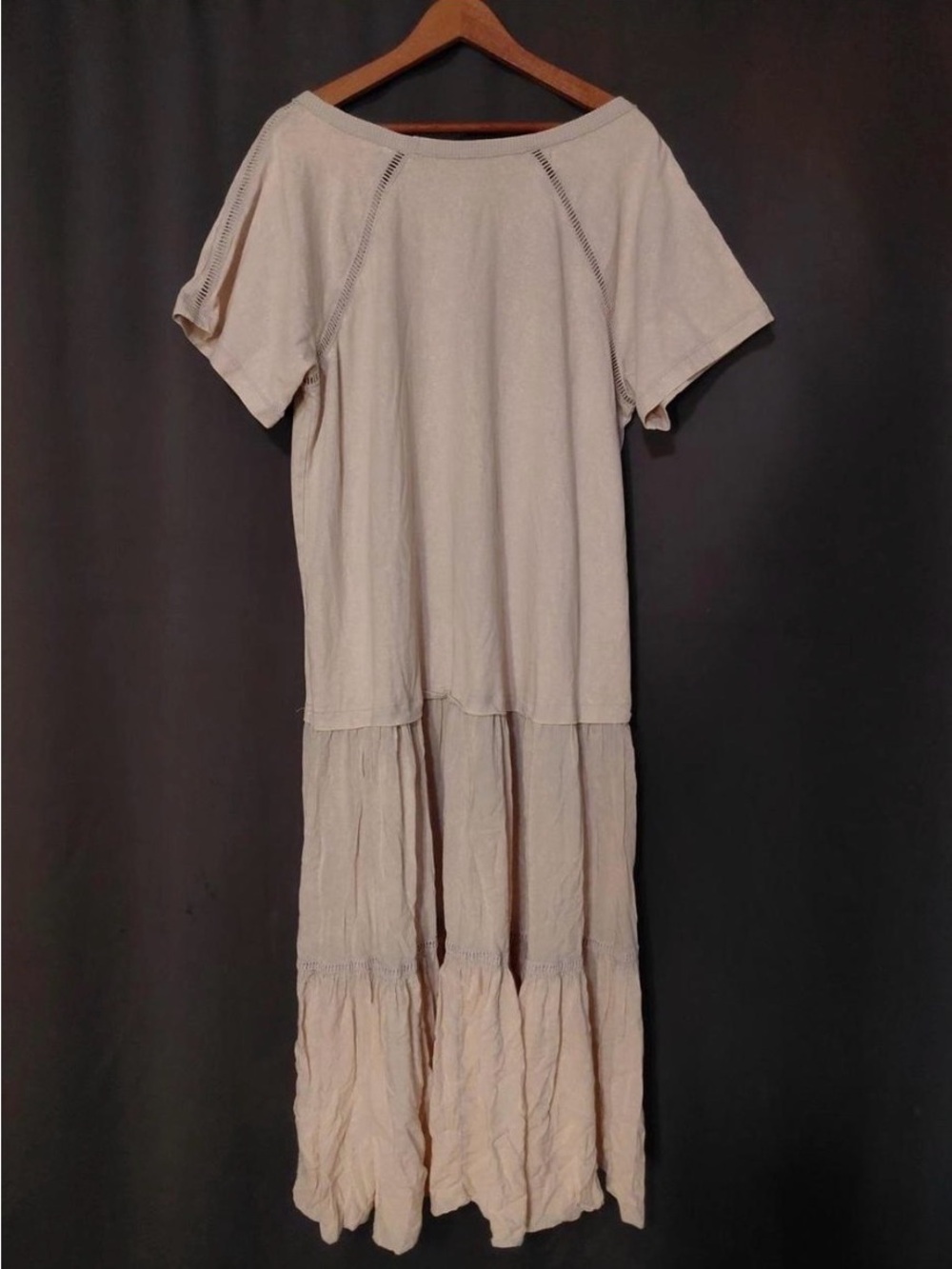 Free People Relaxed Short-Sleeve Cream Boho Cottagecore Midi/Maxi Dress Small - Picture 3 of 7